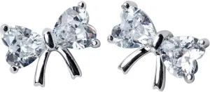 Cute Bow Knot Stud Earrings 925 Sterling Silver Crystal Diamond Sweet Ear Piercing Wedding Earring Studs for Women