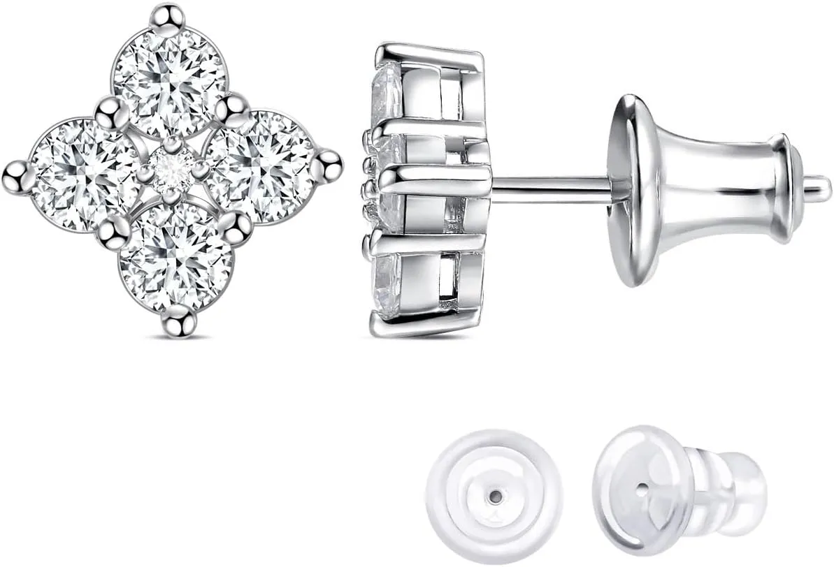 D Color VVS1 Clarity Moissanite Sparkle Stud Earrings for Women, Really Authentic Solid 925 Sterling Silver, Valentines Anniversary Birthday Mothers Day Jewelry, Ideal Gift for Her