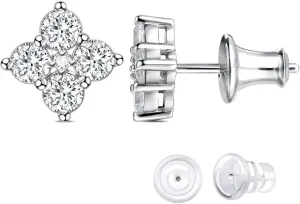 D Color VVS1 Clarity Moissanite Sparkle Stud Earrings for Women, Really Authentic Solid 925 Sterling Silver, Valentines Anniversary Birthday Mothers Day Jewelry, Ideal Gift for Her