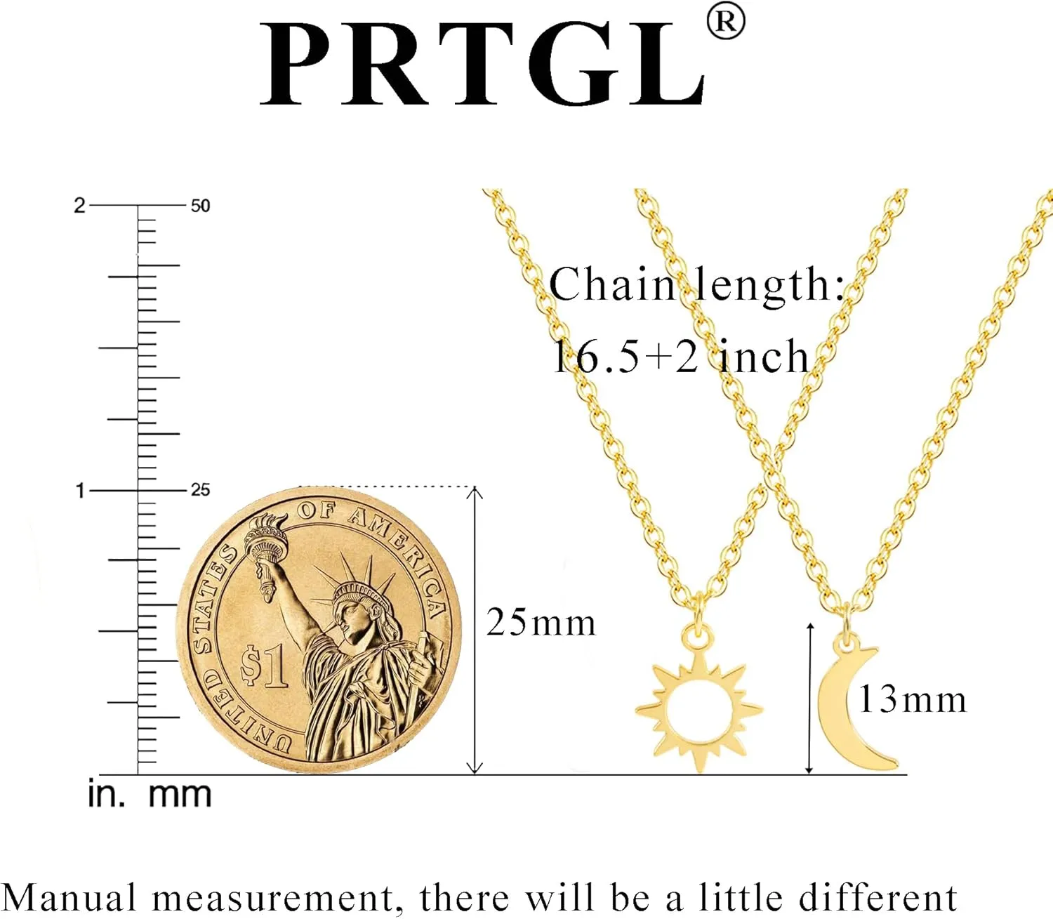 Dainty Gold Necklace: 14k Gold Plated Dianty Boots Bow Sun Moon Horse Evil Eye Conch Seahorse Necklace for Women 16.5" 2"