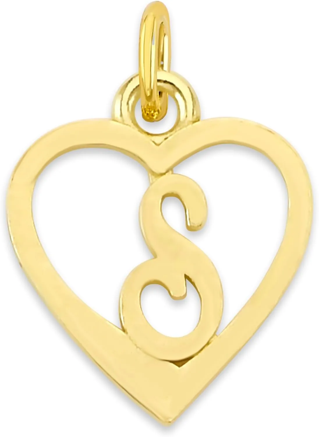 Dainty Solid 10k Gold Heart Initial Charm with Jump Ring