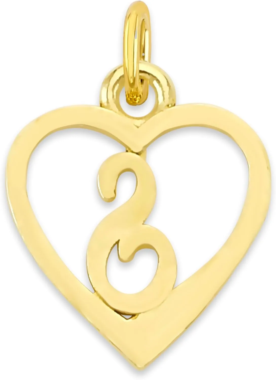 Dainty Solid 10k Gold Heart Initial Charm with Jump Ring