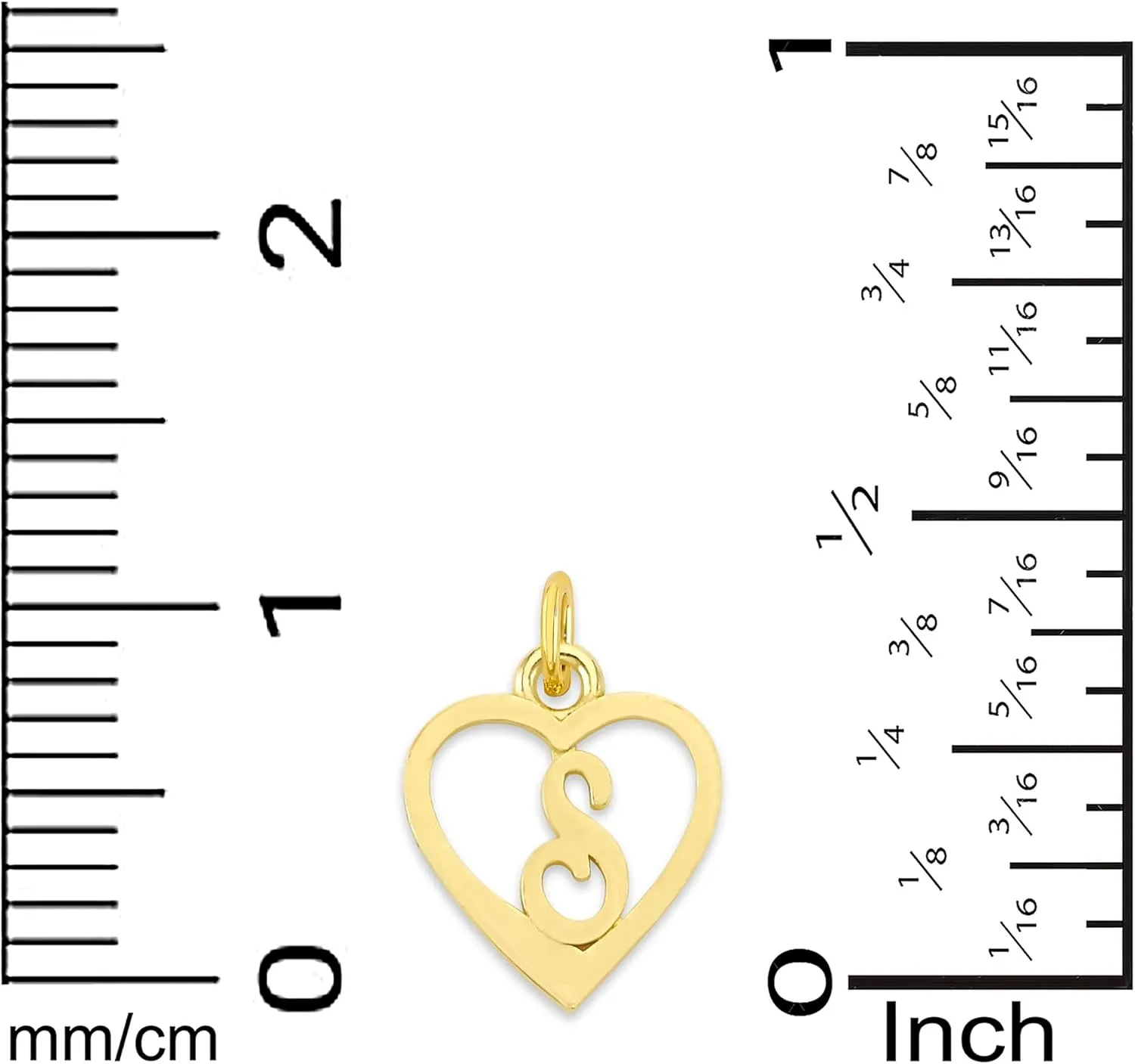 Dainty Solid 10k Gold Heart Initial Charm with Jump Ring