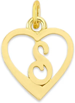 Dainty Solid 10k Gold Heart Initial Charm with Jump Ring