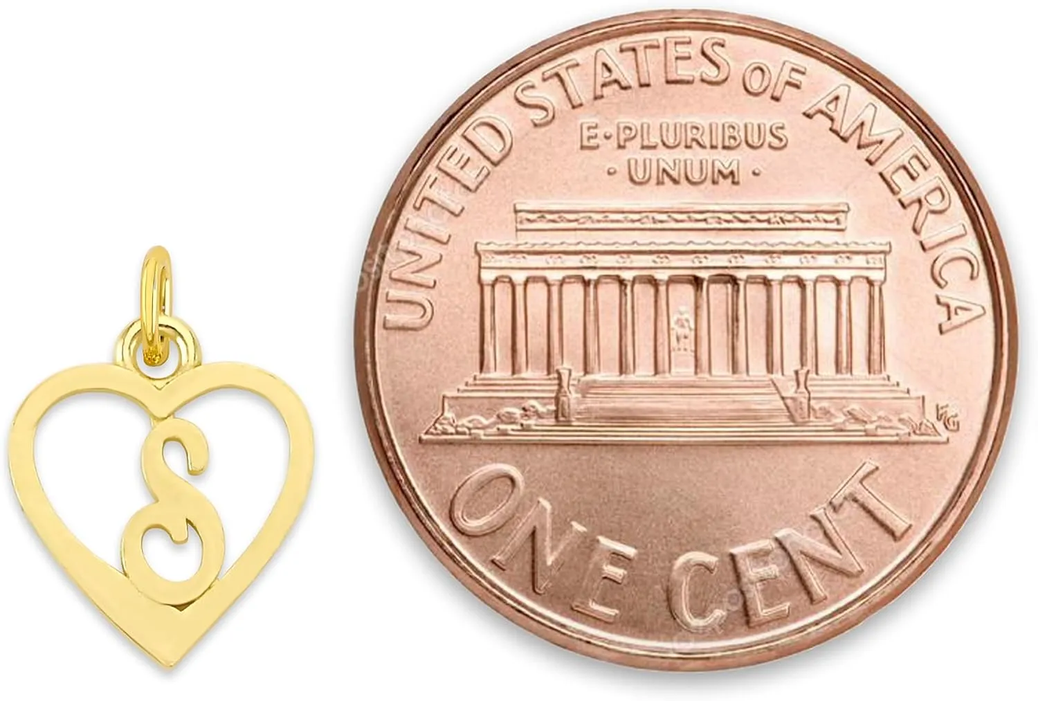 Dainty Solid 10k Gold Heart Initial Charm with Jump Ring