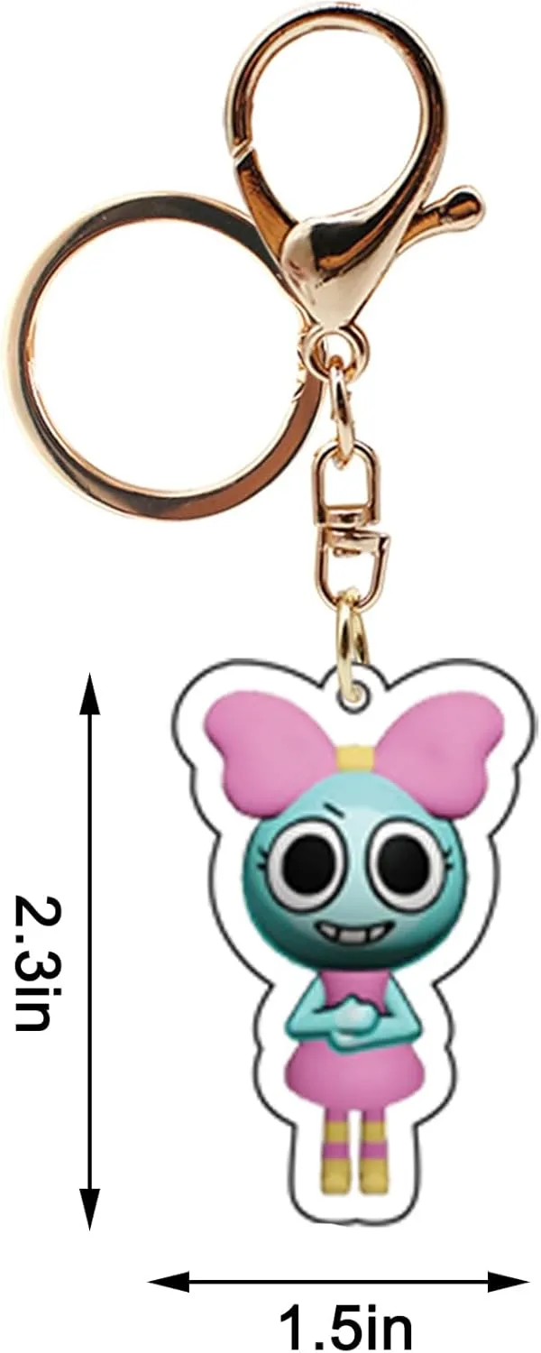Dandys World Keychain Figures - Acrylic Pendant Keyrings, Vee Goob Cosmo Pebble & Dandy Worlds Merch
