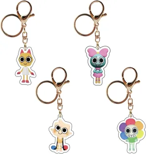 Dandys World Keychain Figures - Acrylic Pendant Keyrings, Vee Goob Cosmo Pebble & Dandy Worlds Merch
