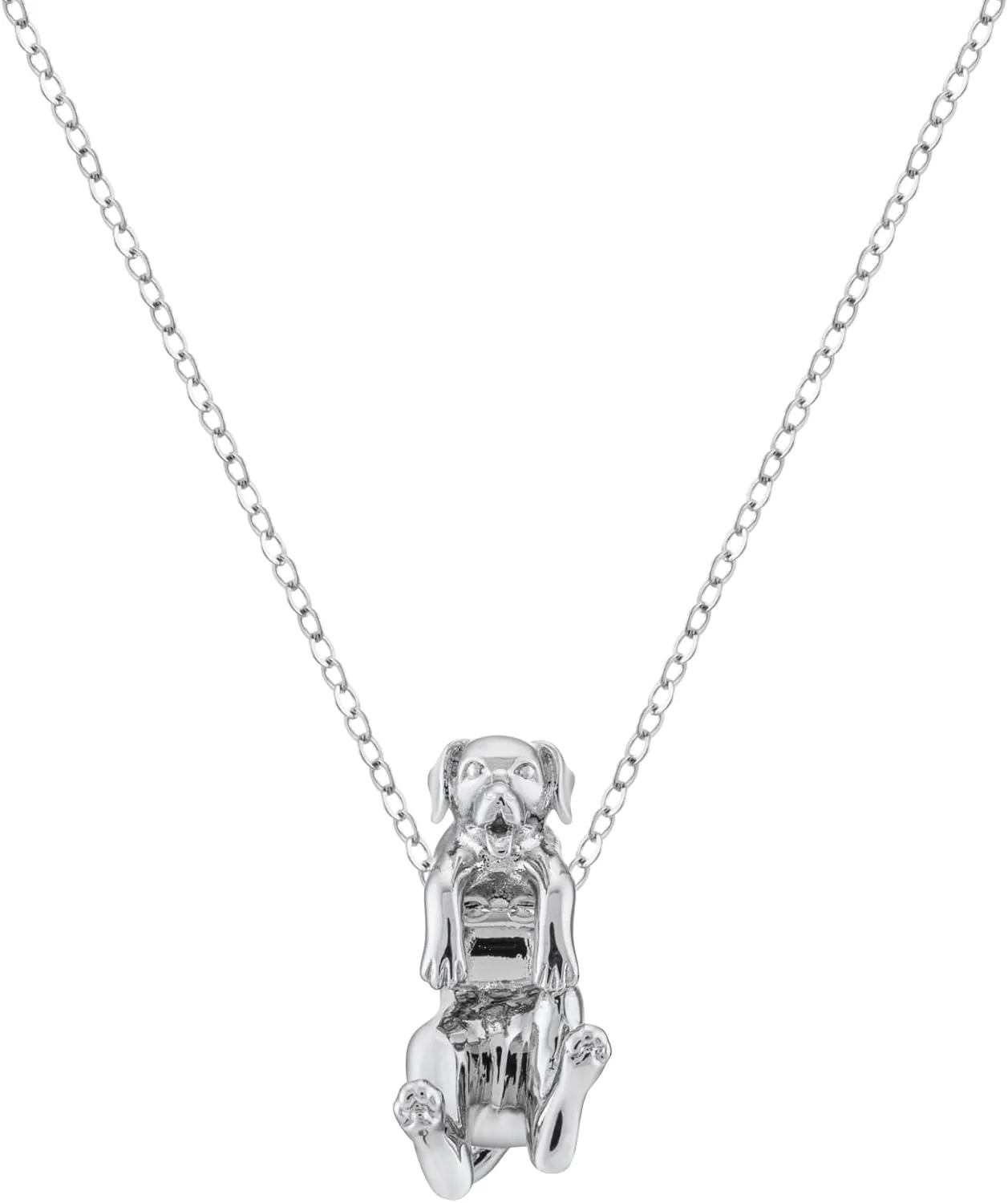 Dangling Dog Cute Breeds Pendant Necklace Pet Lovers Memorial Jewelry on 925 Sterling Silver Adjustable Chain