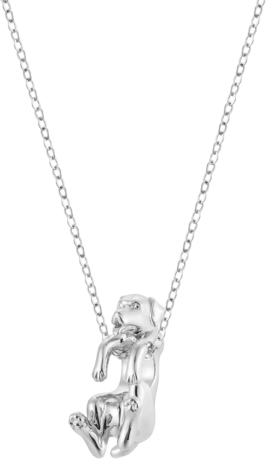 Dangling Dog Cute Breeds Pendant Necklace Pet Lovers Memorial Jewelry on 925 Sterling Silver Adjustable Chain