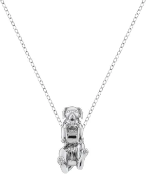 Dangling Dog Cute Breeds Pendant Necklace Pet Lovers Memorial Jewelry on 925 Sterling Silver Adjustable Chain