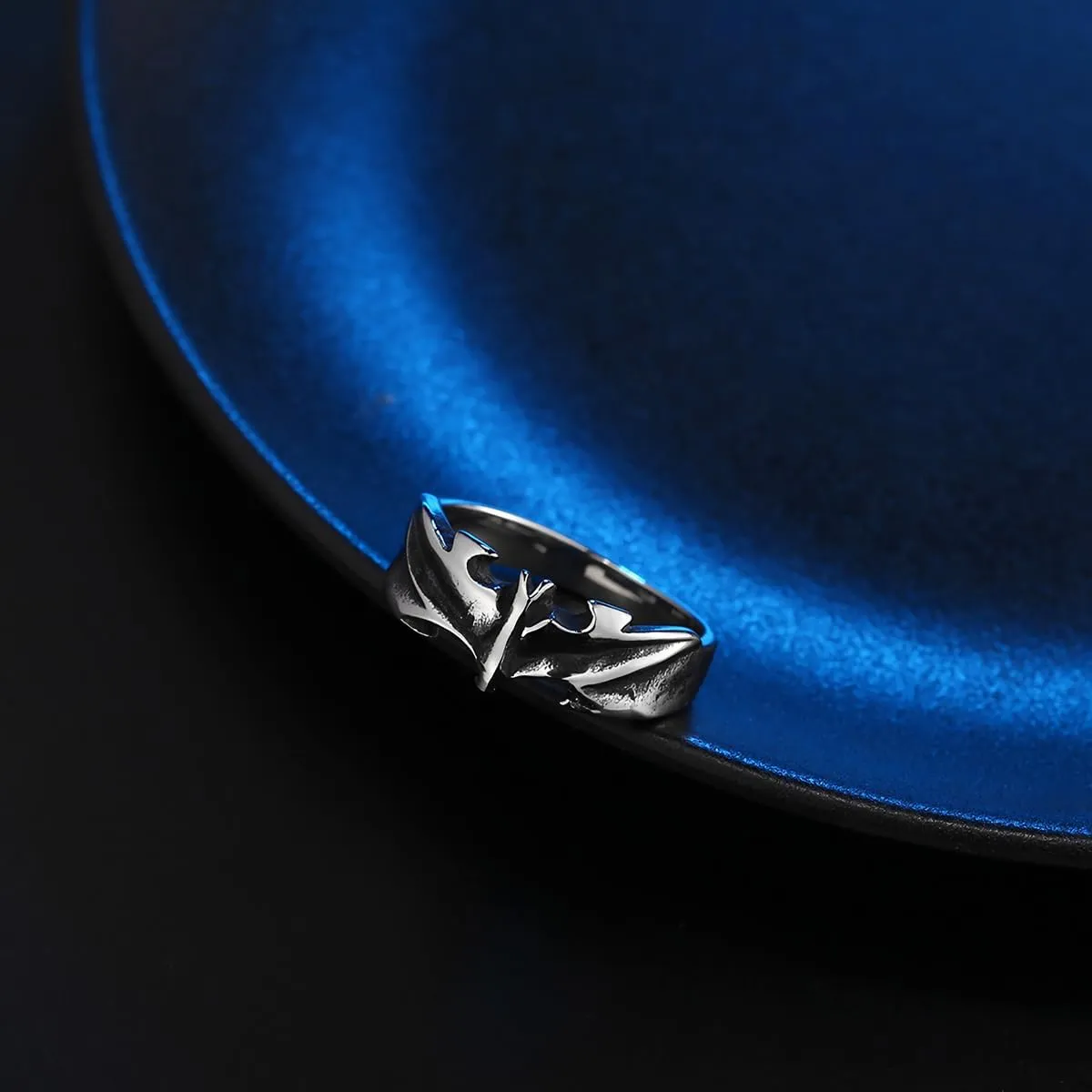 Dark Gothic Bat Ring Vampire Statement Rings Stainless Steel Ring Elegant Night Rings for Men