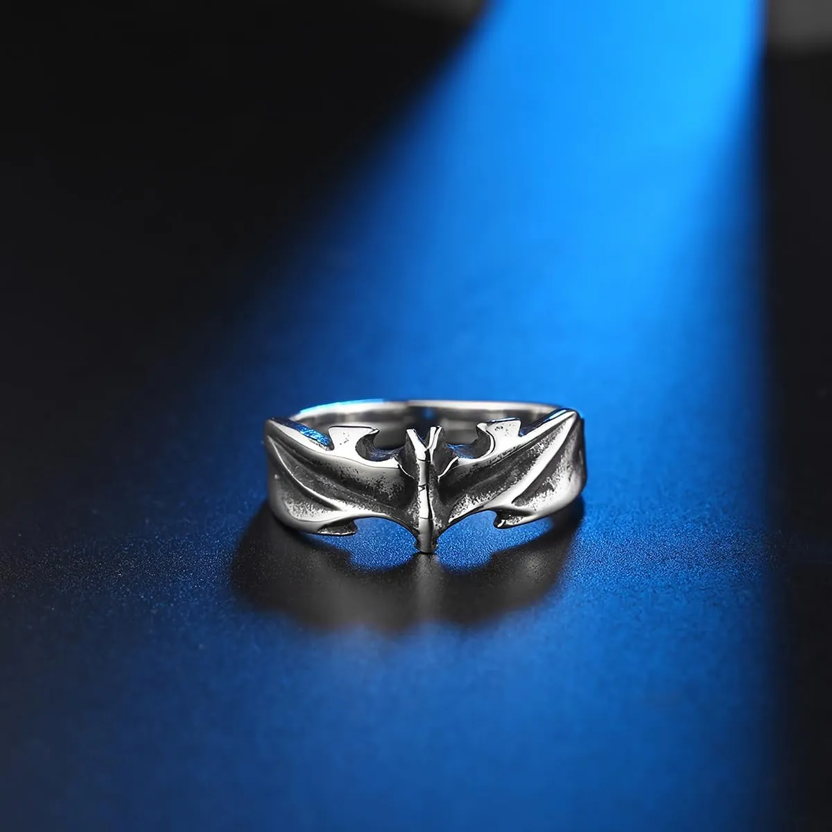 Dark Gothic Bat Ring Vampire Statement Rings Stainless Steel Ring Elegant Night Rings for Men