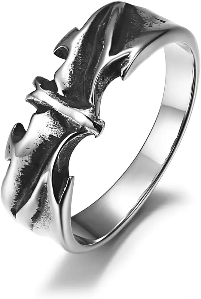 Dark Gothic Bat Ring Vampire Statement Rings Stainless Steel Ring Elegant Night Rings for Men