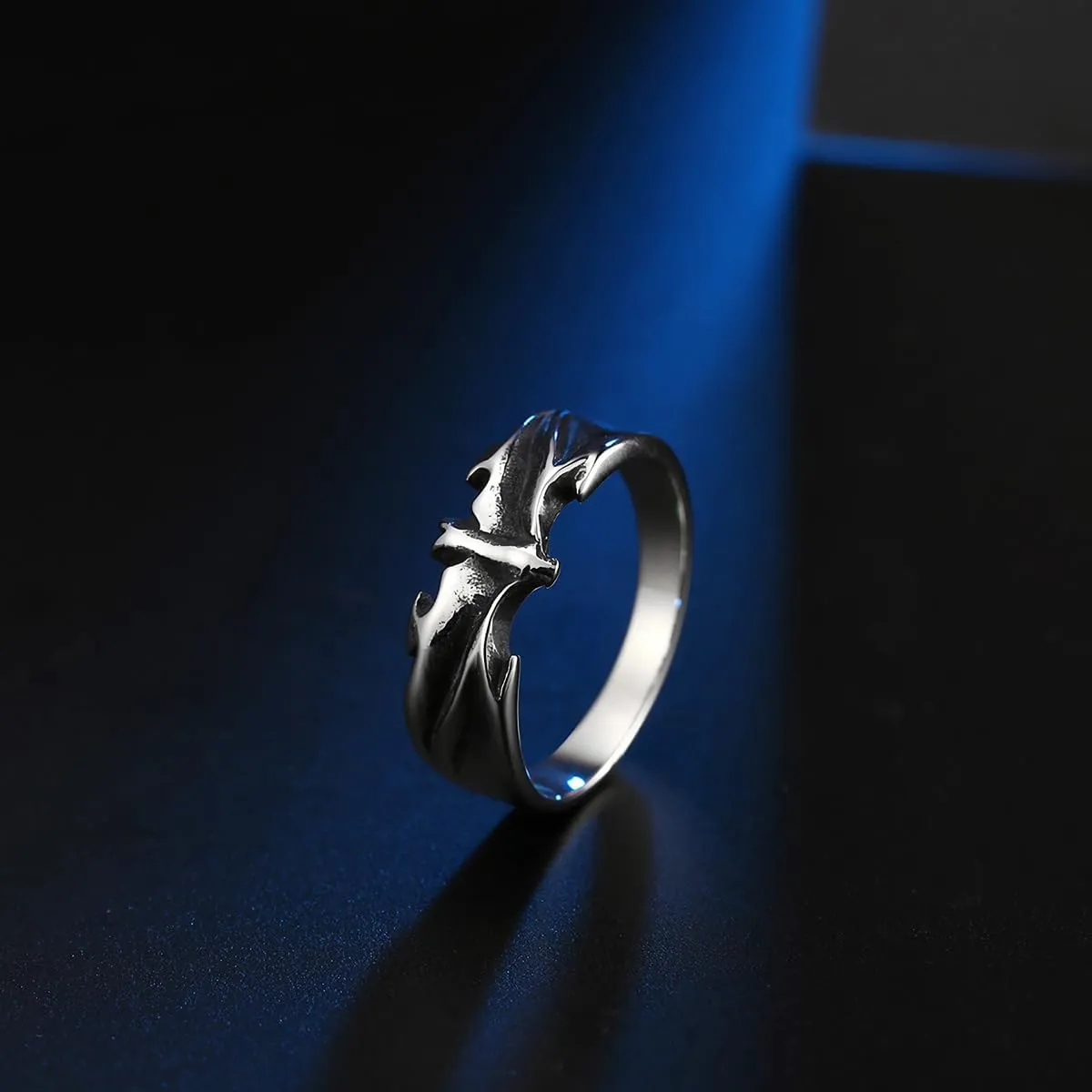 Dark Gothic Bat Ring Vampire Statement Rings Stainless Steel Ring Elegant Night Rings for Men