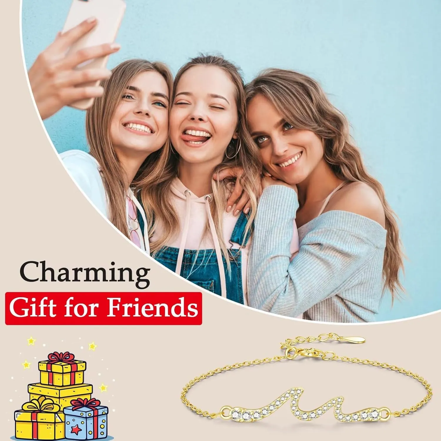 Daughter, Best Friend, Granddaughter Gifts for Women Wave Bracelet for Her for Birthday, Christmas, New Year