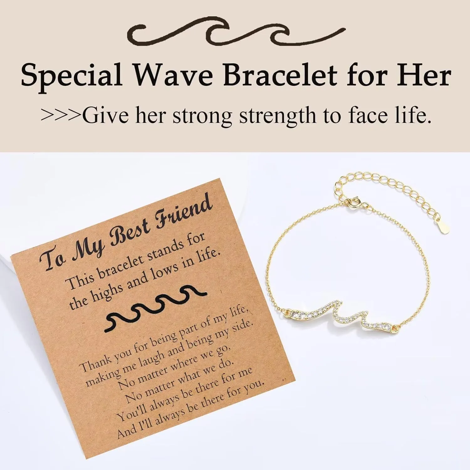 Daughter, Best Friend, Granddaughter Gifts for Women Wave Bracelet for Her for Birthday, Christmas, New Year