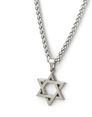 David Star Necklace, Jewish Religious Protection Talisman Pendant, Stainless Steel Jewelry for Men Women