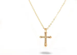 Dez'y Cross Pendant Necklace, Gold-Lacquer Coating Over Brass, 20-Inch Chain
