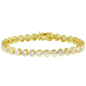Diamond CZ Bezel Heart Tennis Bracelet