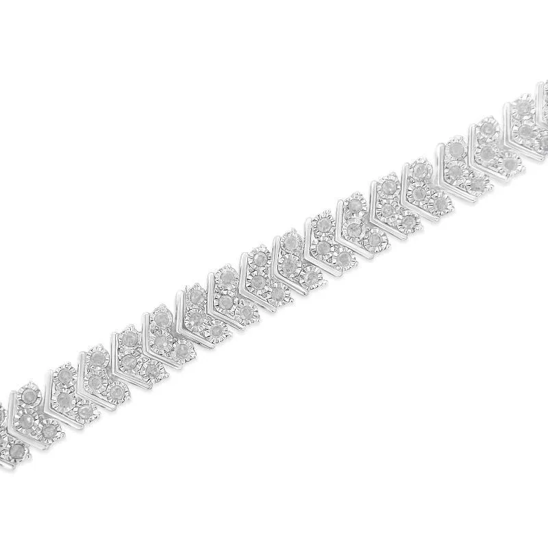 Diamond Miracle-Set Nested Chevron Link