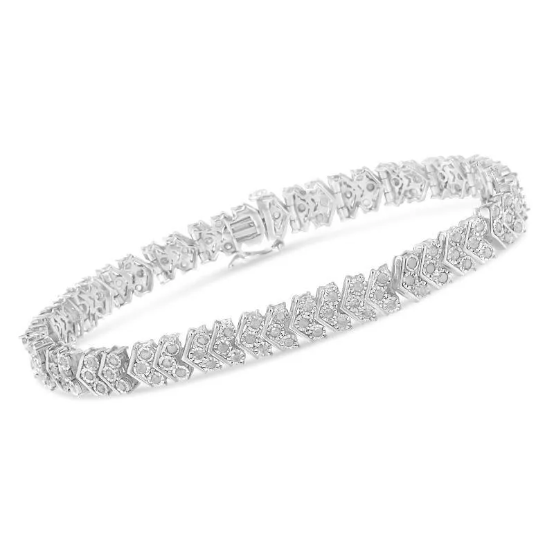 Diamond Miracle-Set Nested Chevron Link