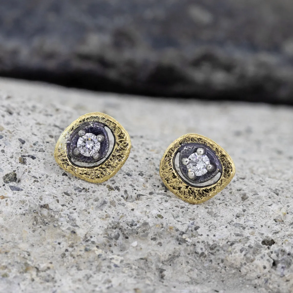 Diamond Pebble Stud Earrings