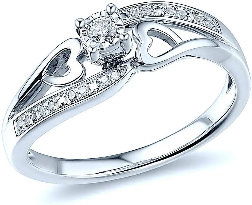 Diamond Promise Ring Natural Diamonds Sterling Silver 1/10 cttw (H-I Color, I2-I3 Clarity)