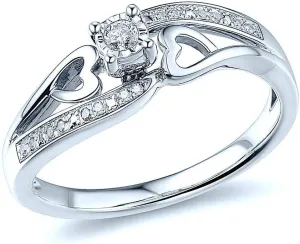 Diamond Promise Ring Natural Diamonds Sterling Silver 1/10 cttw (H-I Color, I2-I3 Clarity)
