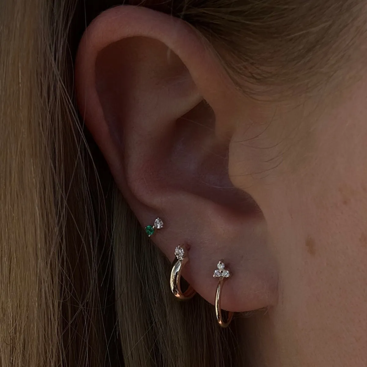 Diamond Trio Huggie Studs