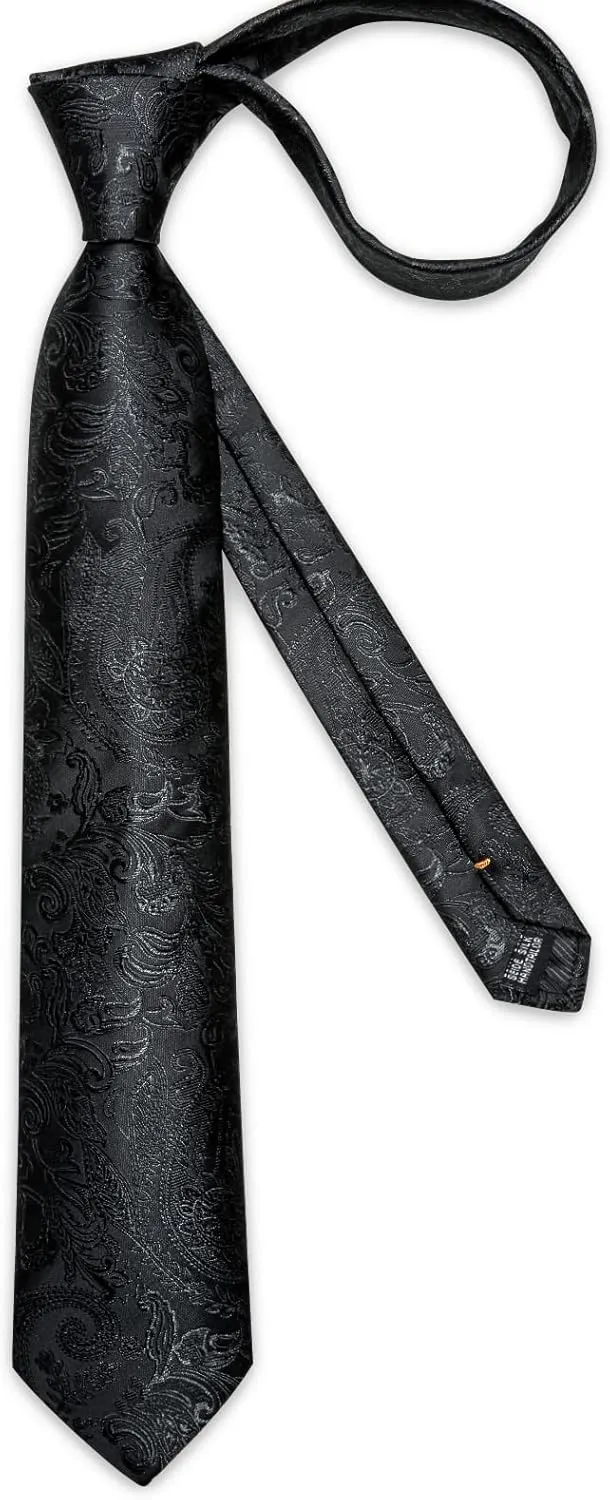 DiBanGu Silk Paisley Ties for Men Woven Necktie and Pocket Square Tie Clip Cufflinks Set Party Wedding Tie with Gift Box