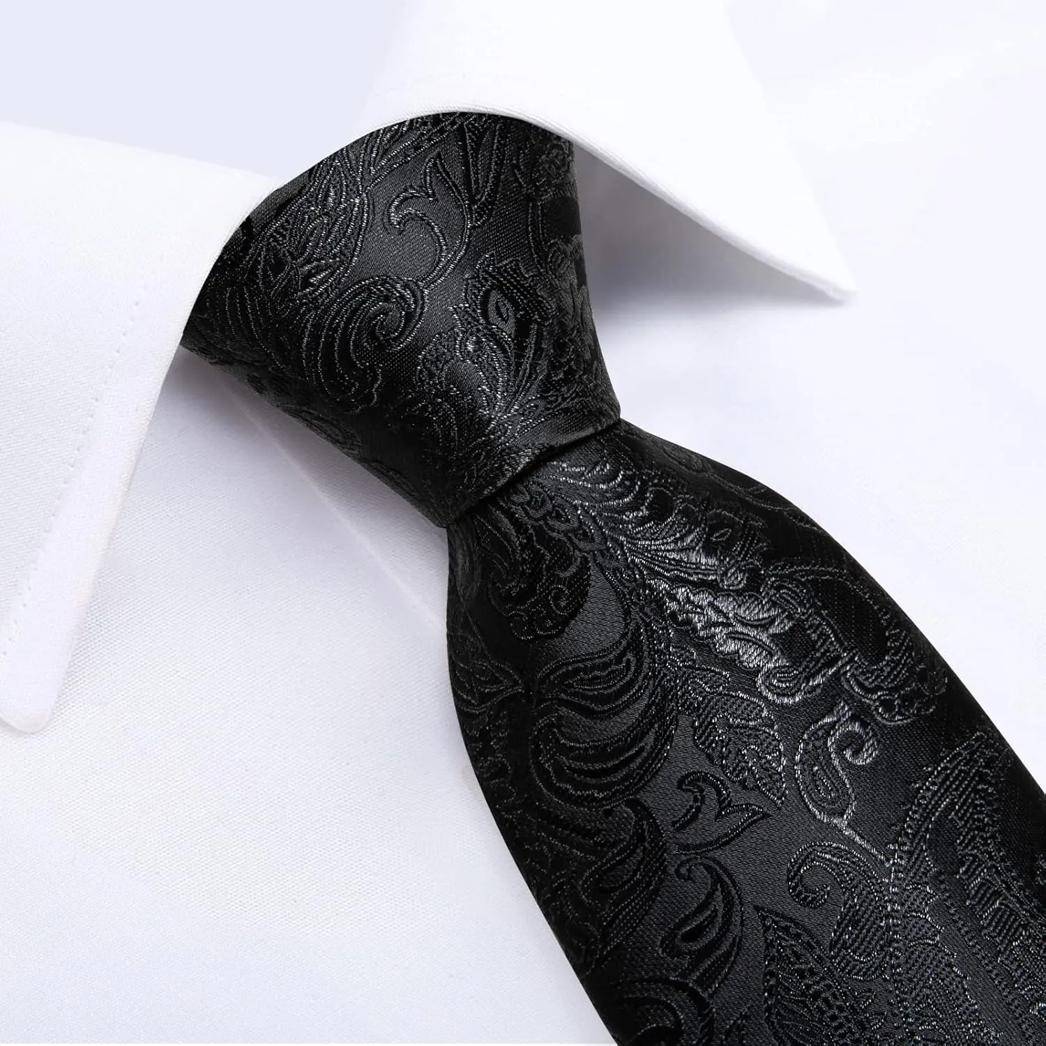 DiBanGu Silk Paisley Ties for Men Woven Necktie and Pocket Square Tie Clip Cufflinks Set Party Wedding Tie with Gift Box