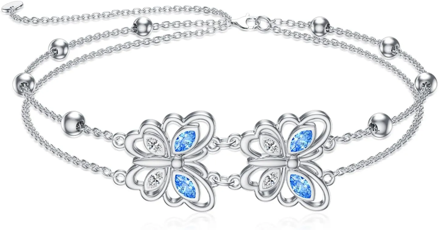 Dorunmo Anklet Bracelets For Women 925 Sterling Silver Birthstone/Infinity/Butterfly/Evil Eye/Turtle/Pineapple/Starfish/Heart Anklets Bracelets Jewelry Gifts for Women