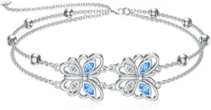 Dorunmo Anklet Bracelets For Women 925 Sterling Silver Birthstone/Infinity/Butterfly/Evil Eye/Turtle/Pineapple/Starfish/Heart Anklets Bracelets Jewelry Gifts for Women