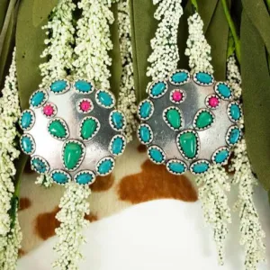 Dos Palos Cactus Silvertone Earrings (2 Colors Available)