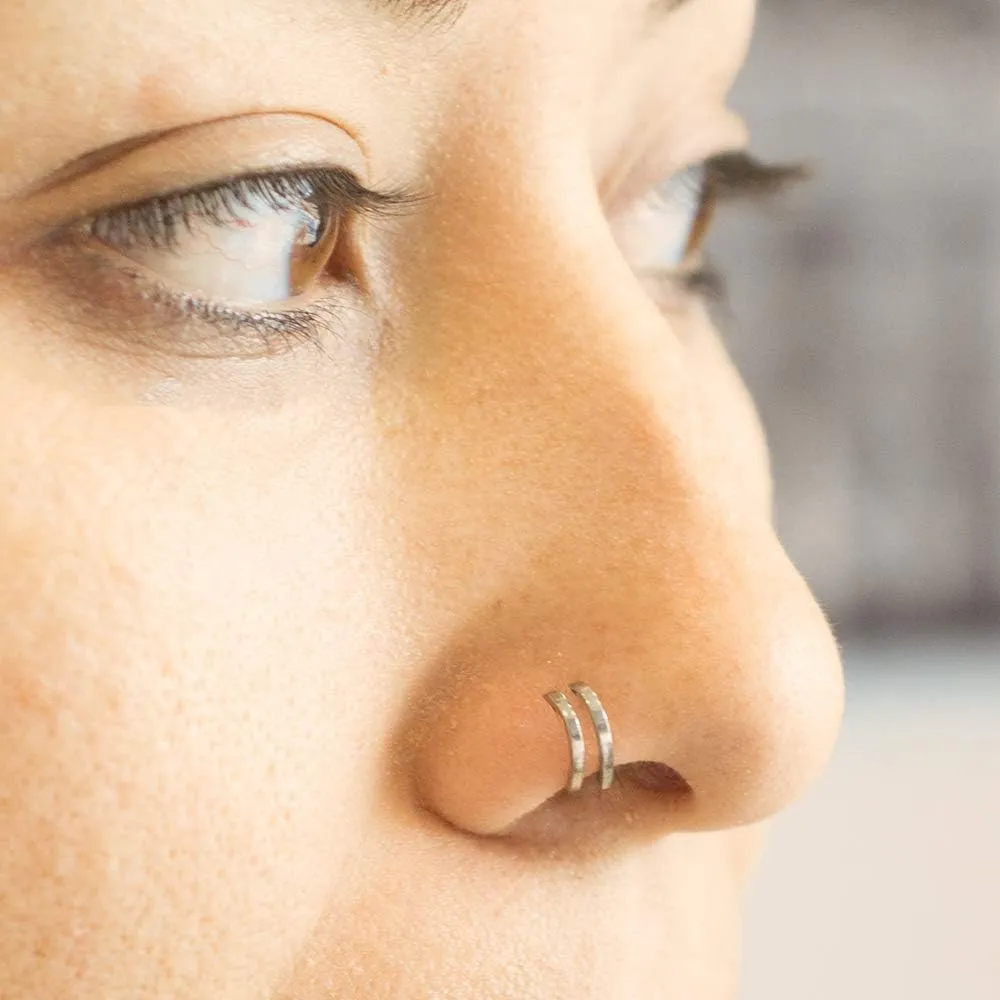 Double Hoop Nose Ring for Single Piercing 20 Gauge Sold Each