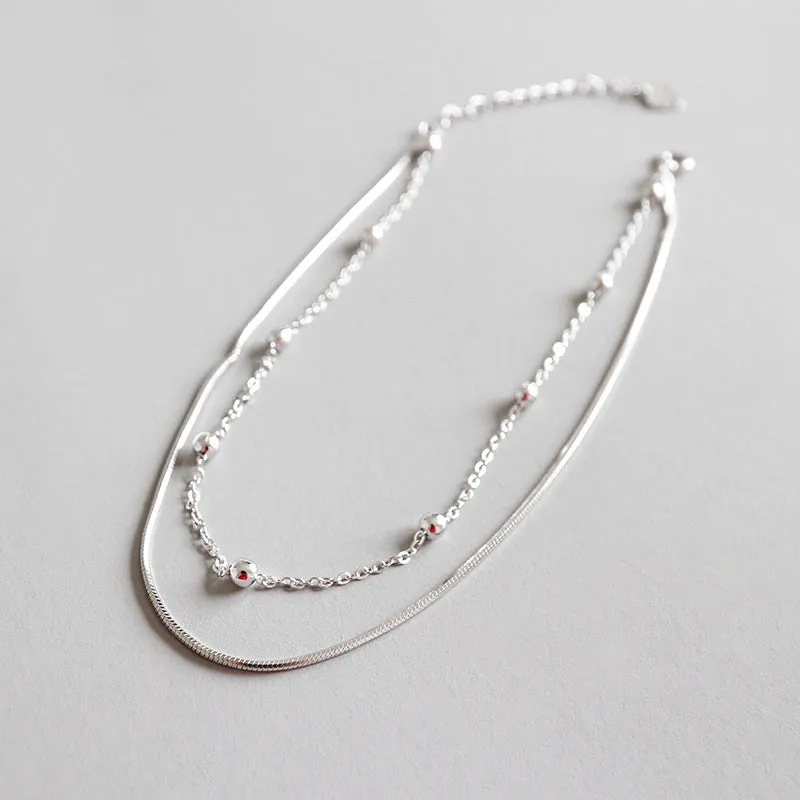 Double round bead anklet