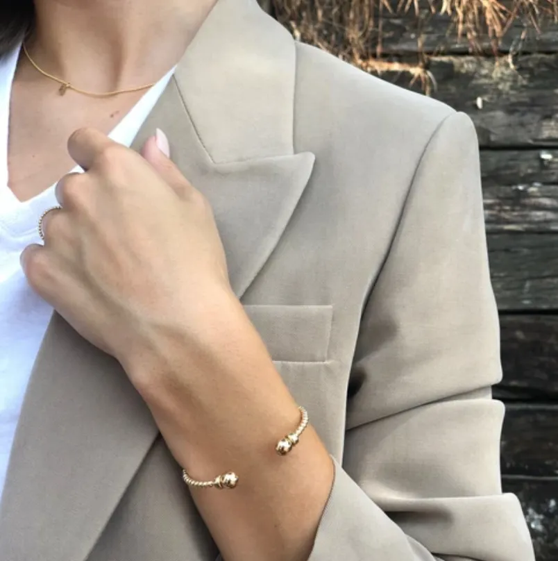 E Newton Classic Bead Cuff - Gold