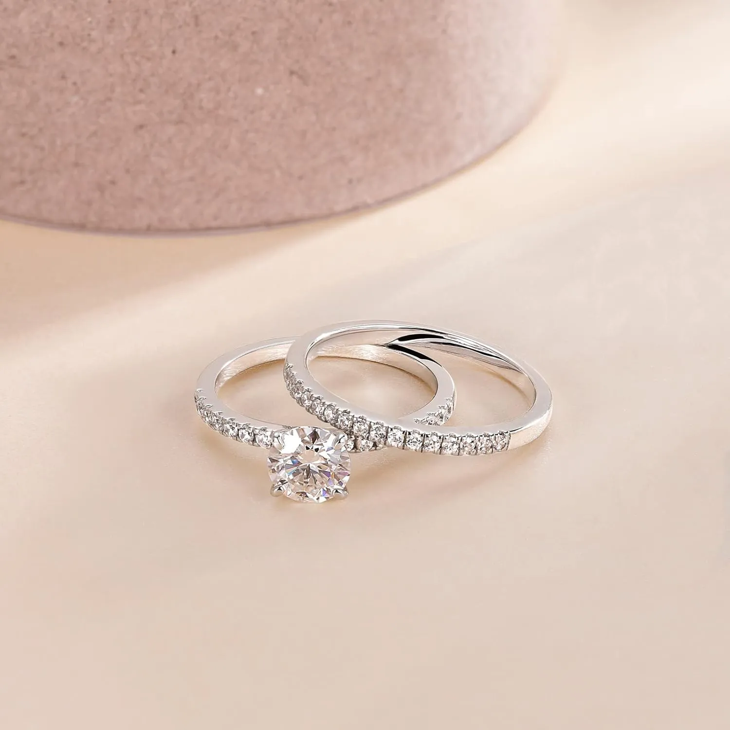 EAMTI 1.25CT 925 Sterling Silver Bridal Ring Sets Round CZ Engagement Promise Rings for Her Wedding Bands for Women Size 3-11