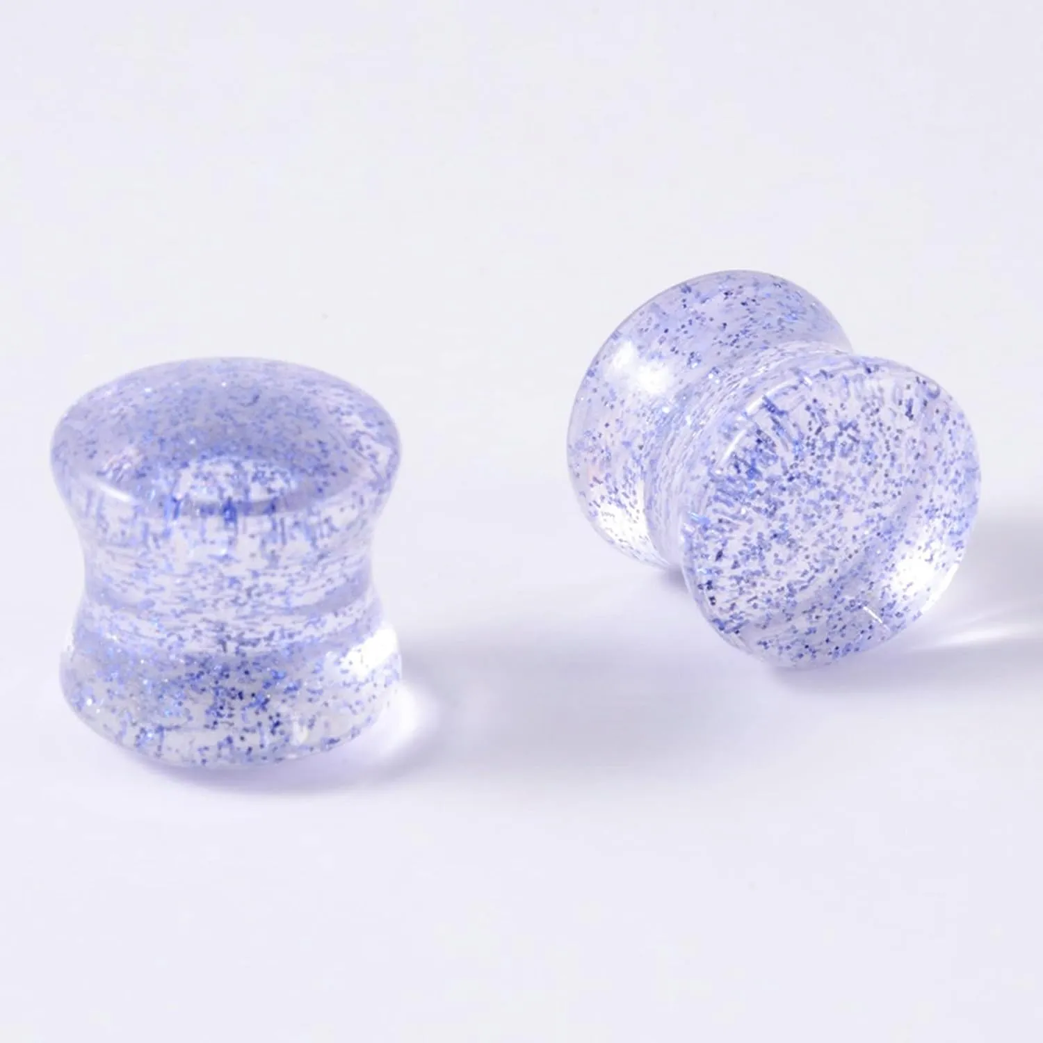 Ear Expander Plug Acrylic Ear Gauges Women Men Blue Sequin Ear Tunnels Body Piercing Jewelry, 2PCS, 4MM - 20MM
