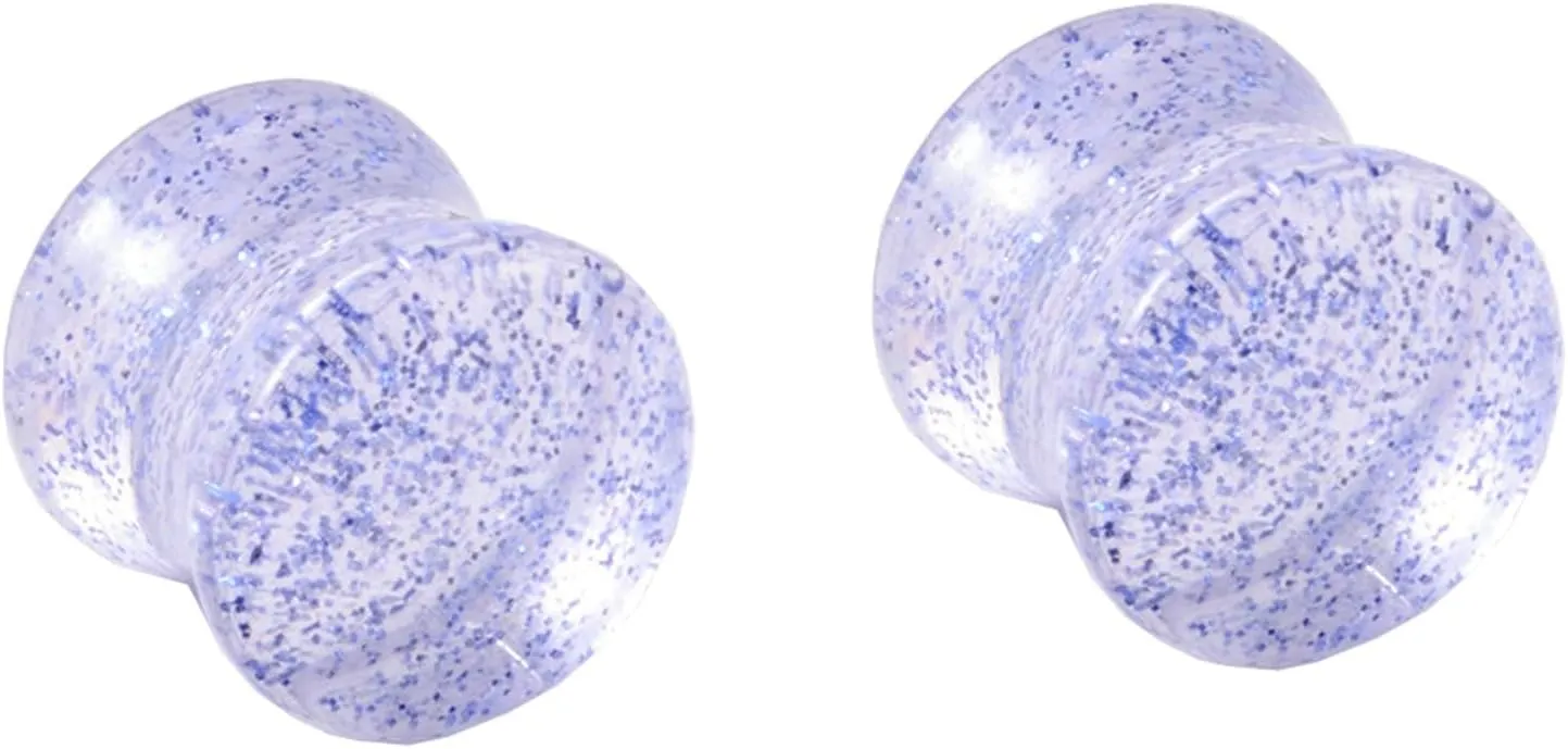 Ear Expander Plug Acrylic Ear Gauges Women Men Blue Sequin Ear Tunnels Body Piercing Jewelry, 2PCS, 4MM - 20MM