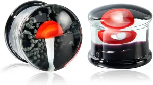 Ear Gauges Glass Ear Plugs Double Flare Solid Glass Ear Gauge Tunnel Mushroom Dog Paw Print Solid Ear Plug Body Piercing Earrings Jewelry Body Piercing Plugs 0G-5/8