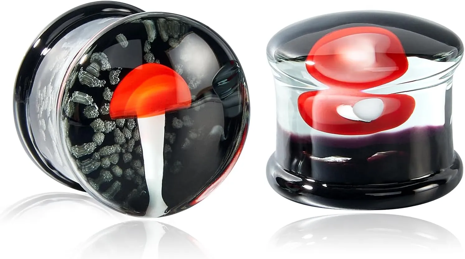 Ear Gauges Glass Ear Plugs Double Flare Solid Glass Ear Gauge Tunnel Mushroom Dog Paw Print Solid Ear Plug Body Piercing Earrings Jewelry Body Piercing Plugs 0G-5/8