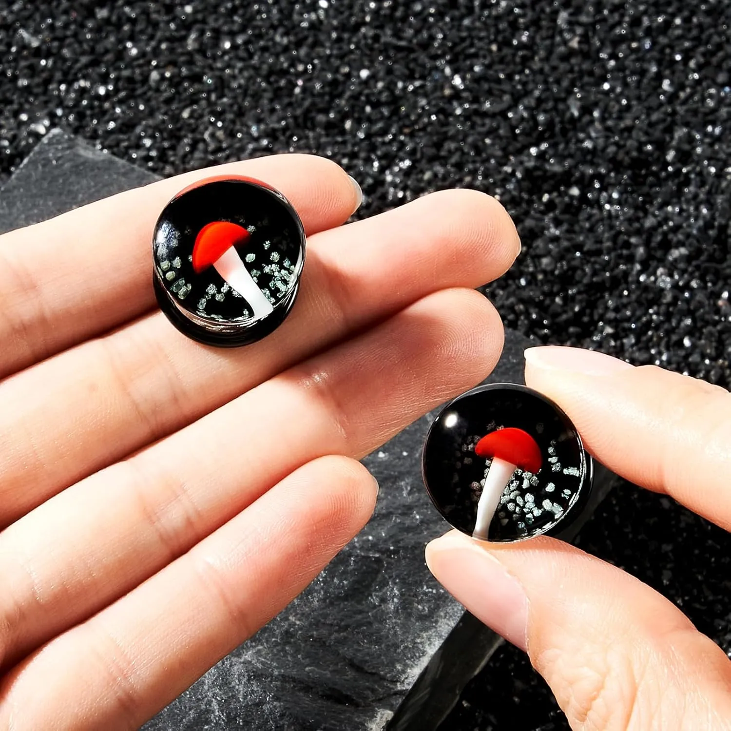 Ear Gauges Glass Ear Plugs Double Flare Solid Glass Ear Gauge Tunnel Mushroom Dog Paw Print Solid Ear Plug Body Piercing Earrings Jewelry Body Piercing Plugs 0G-5/8