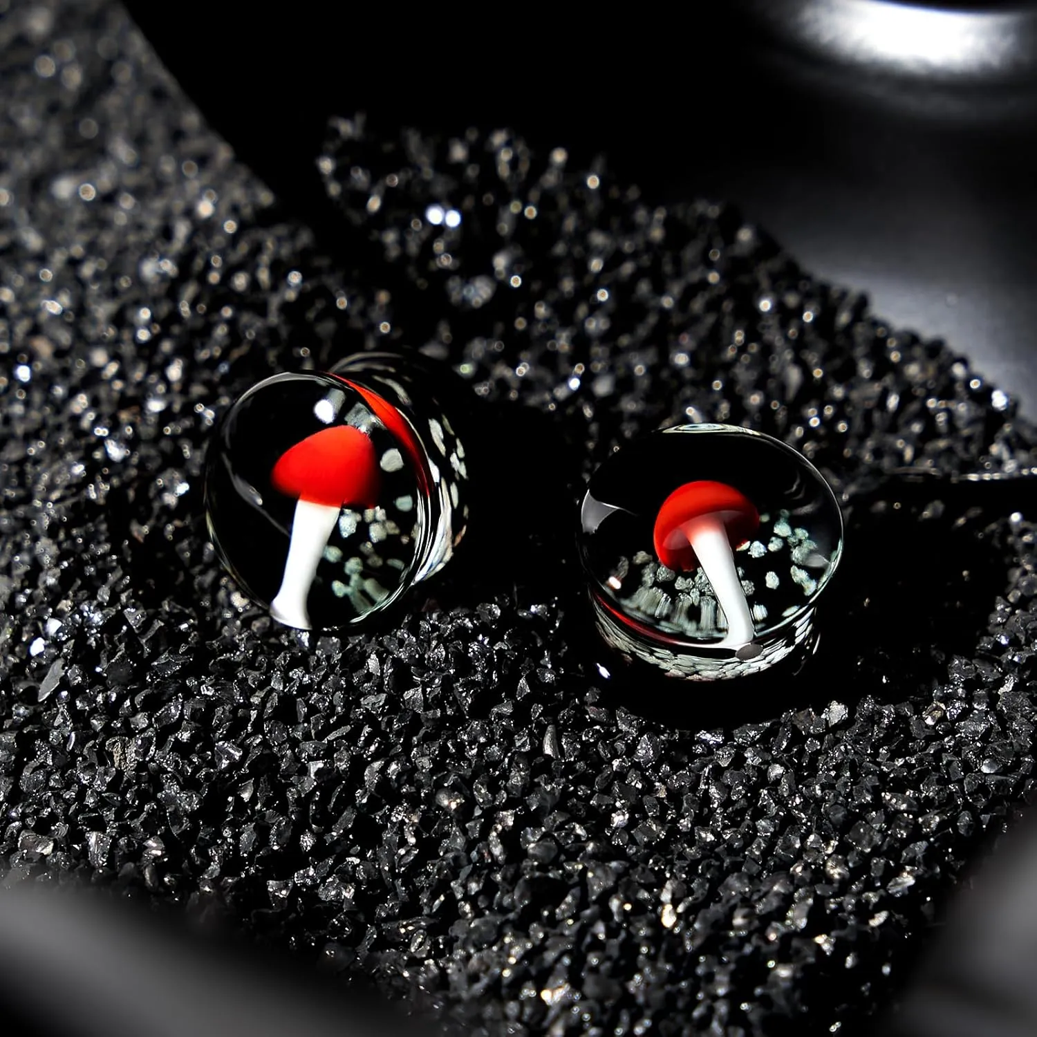 Ear Gauges Glass Ear Plugs Double Flare Solid Glass Ear Gauge Tunnel Mushroom Dog Paw Print Solid Ear Plug Body Piercing Earrings Jewelry Body Piercing Plugs 0G-5/8