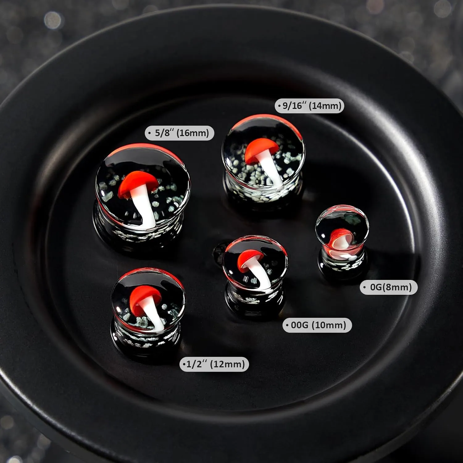Ear Gauges Glass Ear Plugs Double Flare Solid Glass Ear Gauge Tunnel Mushroom Dog Paw Print Solid Ear Plug Body Piercing Earrings Jewelry Body Piercing Plugs 0G-5/8