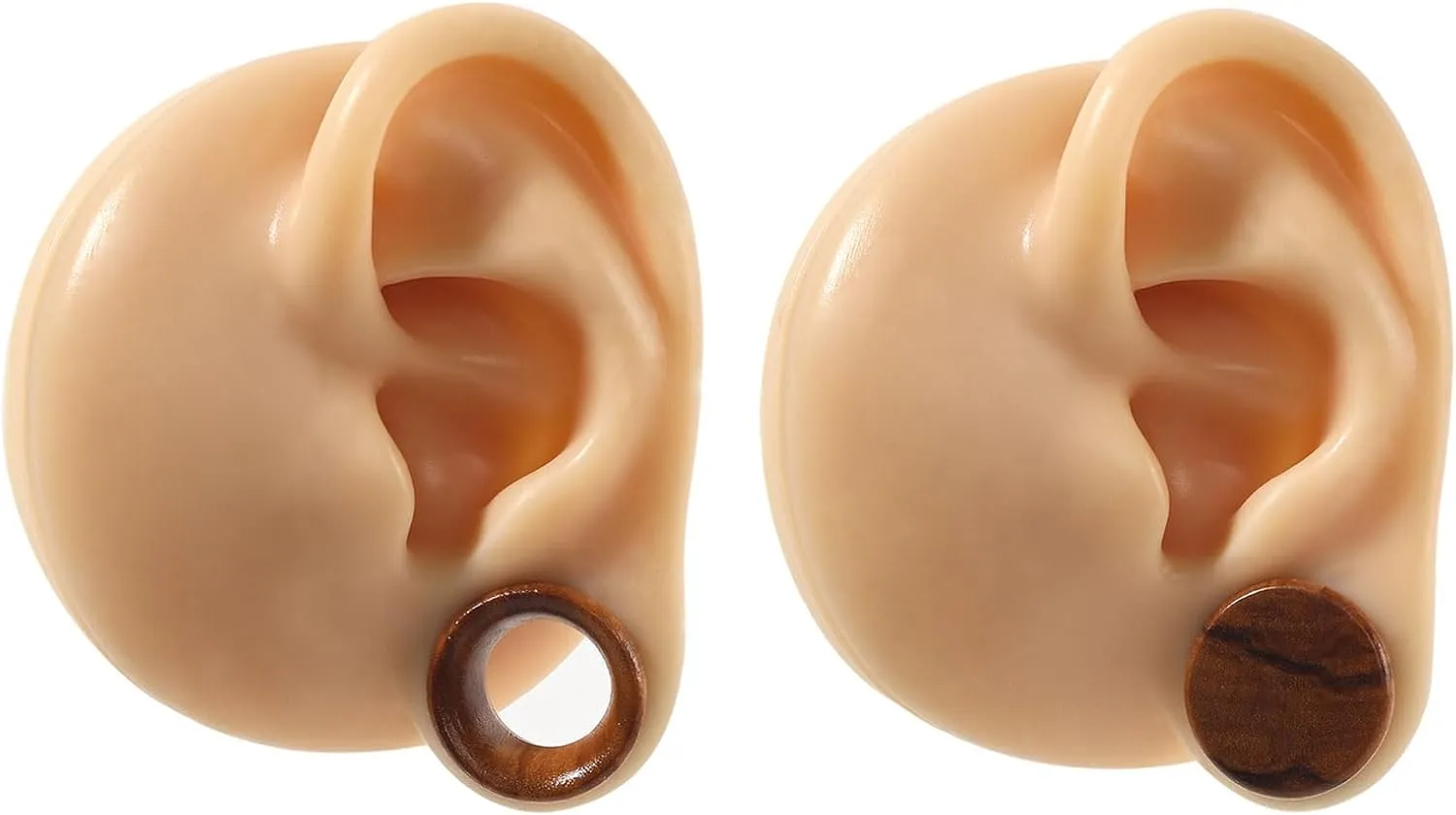 Ear Gauges Kit 4PCS Vintage Brown Natural Wood Double Flared Ear Tunnels Organic Ear Expander Ear Plugs Stretcher for Women and Men 2G-3/4 6mm-20mm