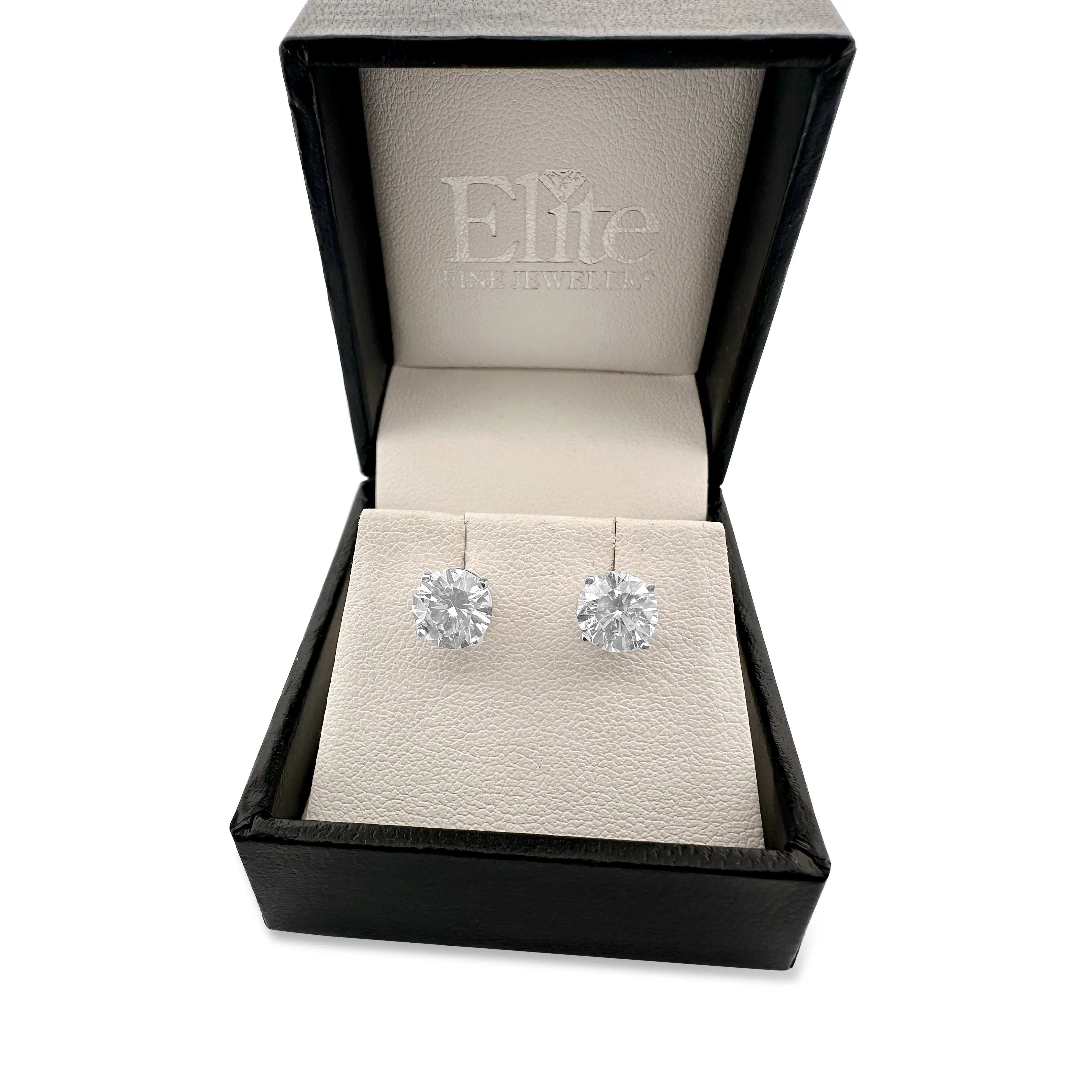 EGL & IGI Graded 2.02ctw Round Brilliant Natural Diamond Stud Earrings in 14k White Gold