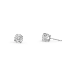 EGL & IGI Graded 2.02ctw Round Brilliant Natural Diamond Stud Earrings in 14k White Gold