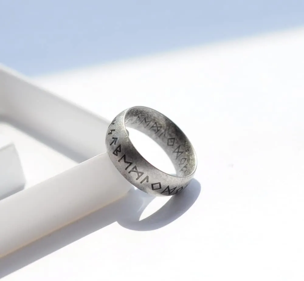 Elder Futhark Ring - Nordic Alphabet Design Viking Jewelry Rings