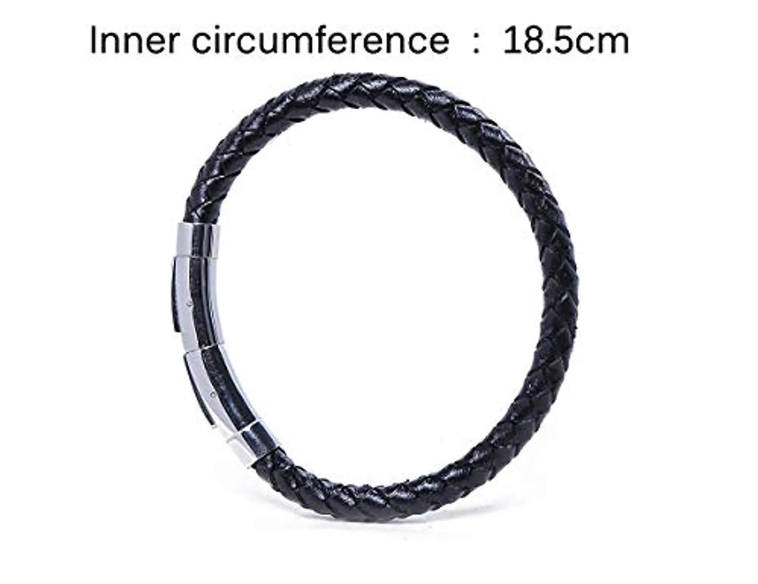 Electomania Black Leather Braided Rope Bracelet for Men -8.5 Inches (Black)